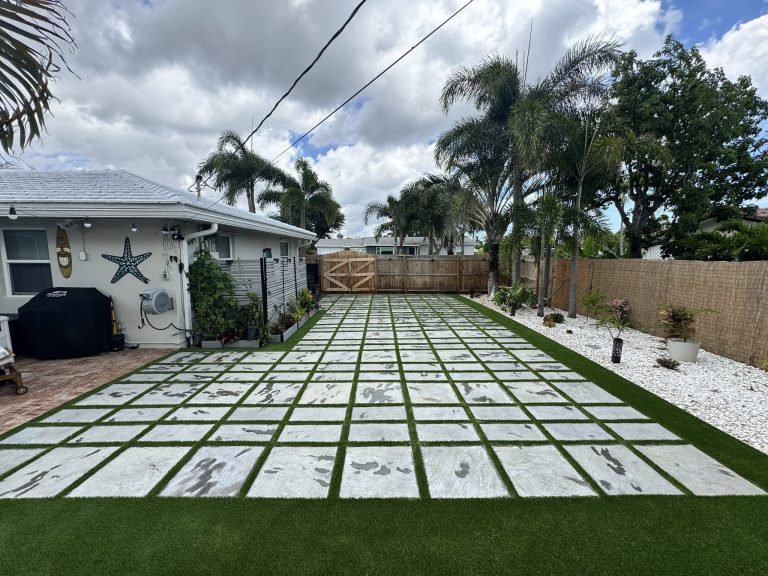 artificial grass between pavers